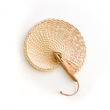 Palm Leaf Fan with Leather Wrapped Handle