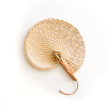 Palm Leaf Fan with Leather Wrapped Handle